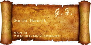 Gerle Henrik névjegykártya